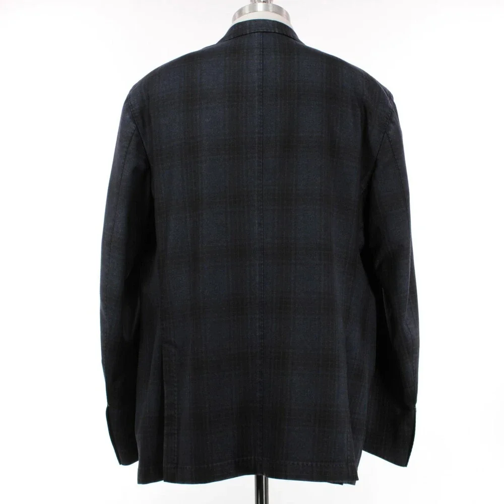 L.B.M. 1911 NWT 100% Wool Sport Coat Size 58R US 48R in Blue/Black Plaid